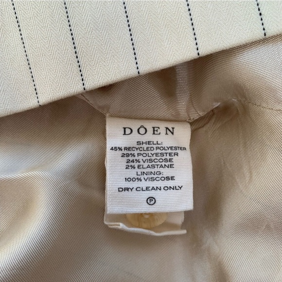 Doen Harrison Pinstripe Double Breasted Suit Blazer Jacket Cream Gessato Stripe - Picture 14 of 16